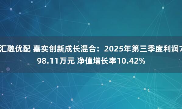 汇融优配 嘉实创新成长混合：2025年第三季度利润798.11万元 净值增长率10.42%